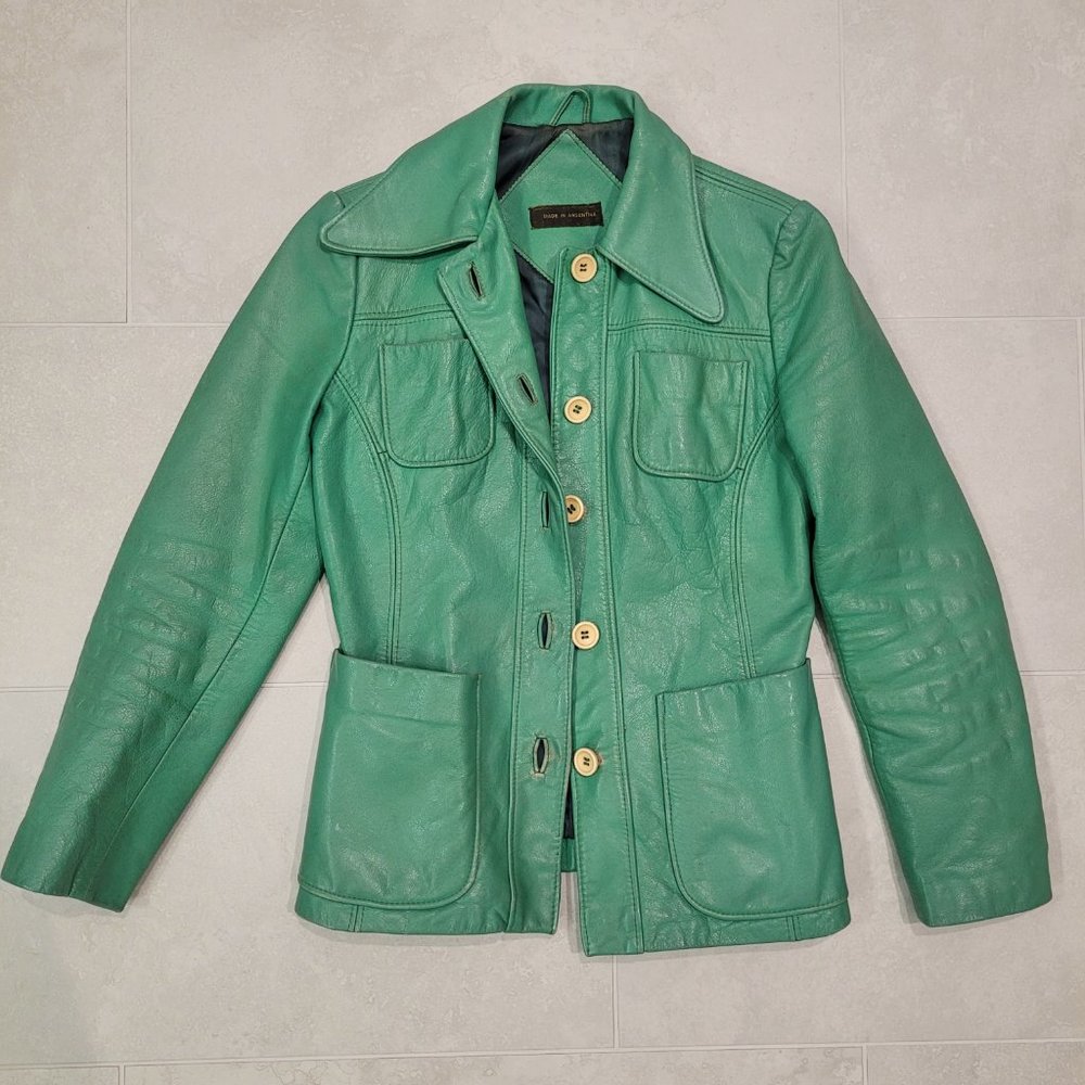 Mint Green Vintage Leather Jacket 1960s